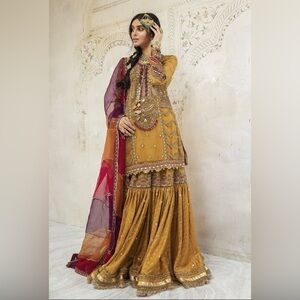 Pakistani designer Maria B formal wedding mayun mehendi dress